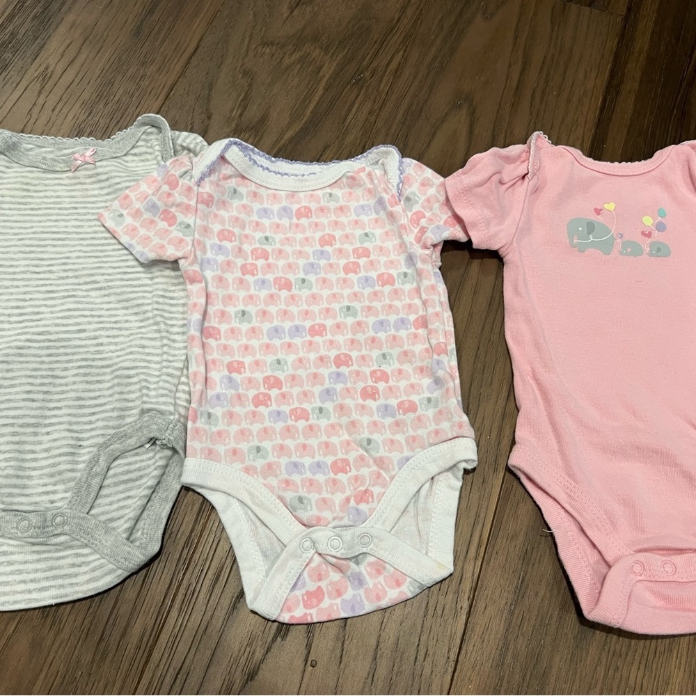 Baby Girl Circo 0-3M Cute Little Elephants Bodysuits Set